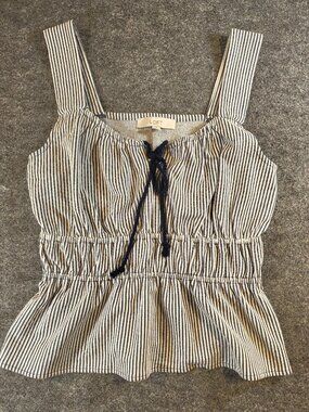 LOFT Striped Sleeveless Peplum Top — Size M